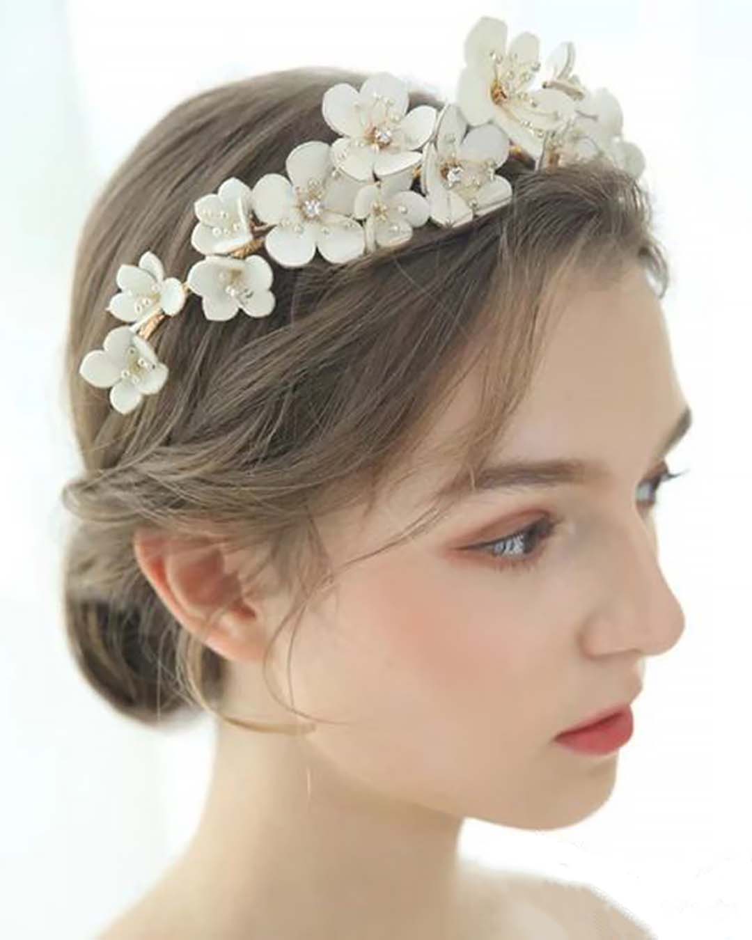 flower girls hair accessories white flower tiara