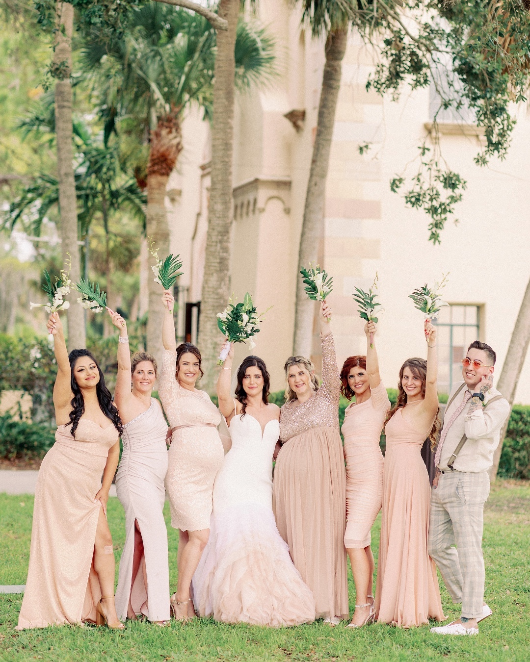 best wedding venues in florida bride with bridesmaids in blush dresses