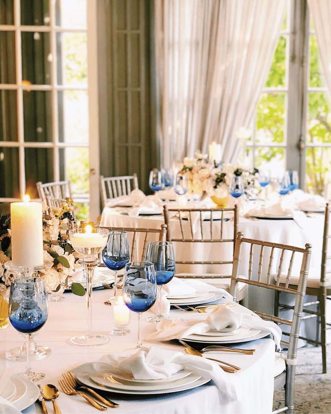 best wedding venues in new england tables with blue glasses