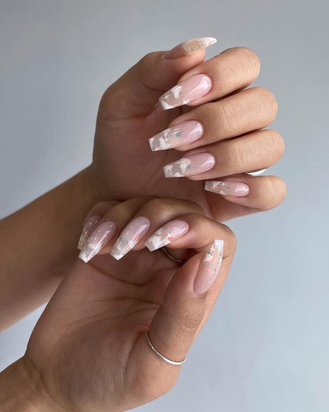 coffin wedding nails classy transparent with clouds kangannynails