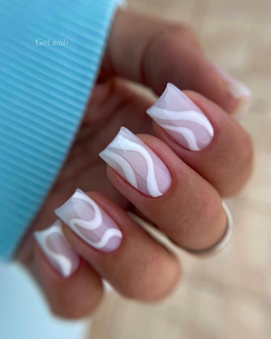 coffin wedding nails classy with white waves gert_nails