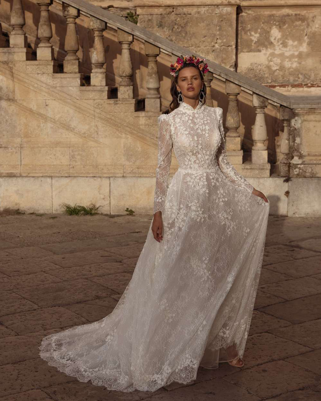 fall wedding dresses a line modest with long sleeves lace boho pinellapassaro