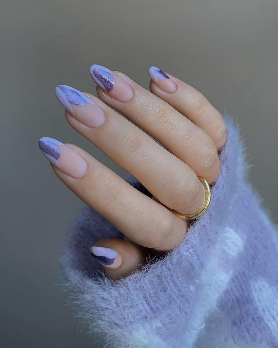 purple wedding nails with glitter amberjhnails