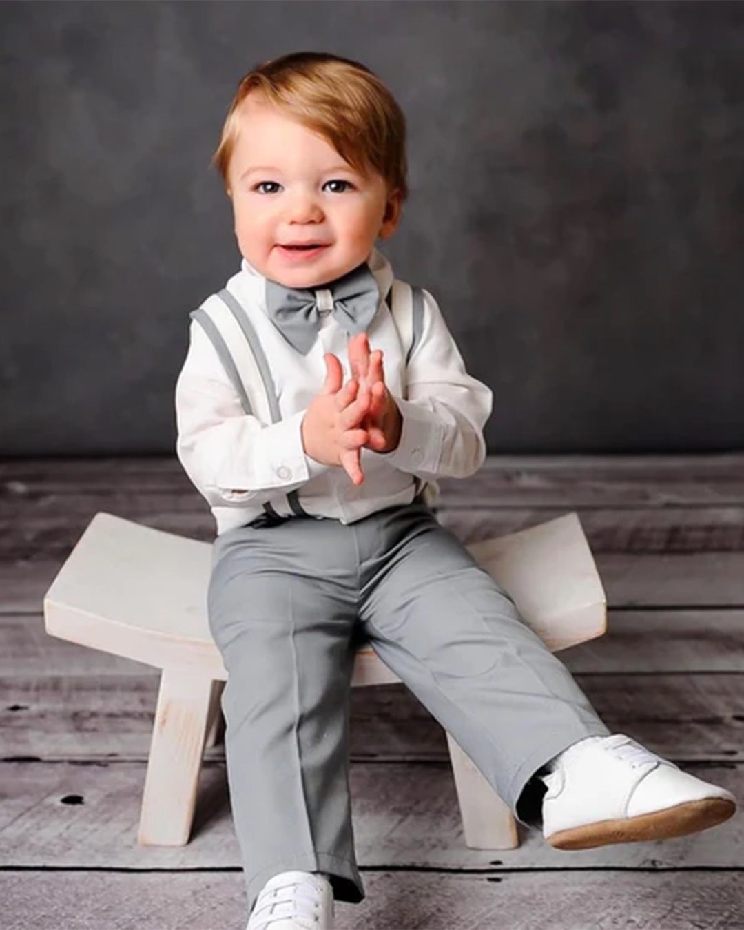 ring bearer outfit grey with bow tie toddler itty bitty