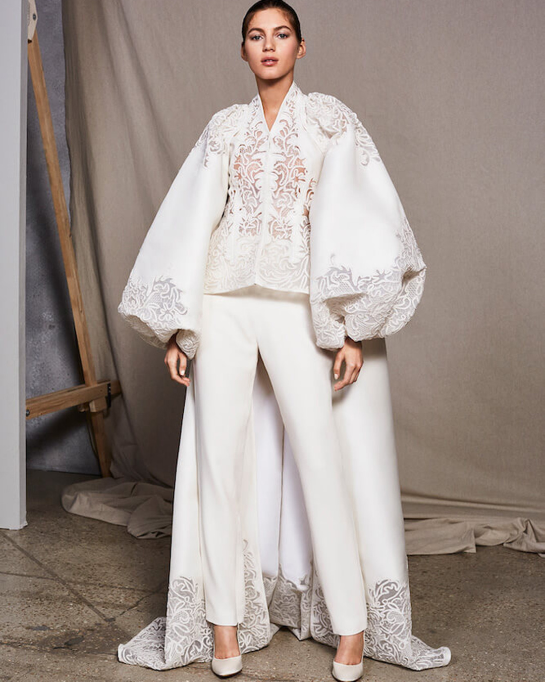 wedding pantsuits with cape lace non tradition ashistudio