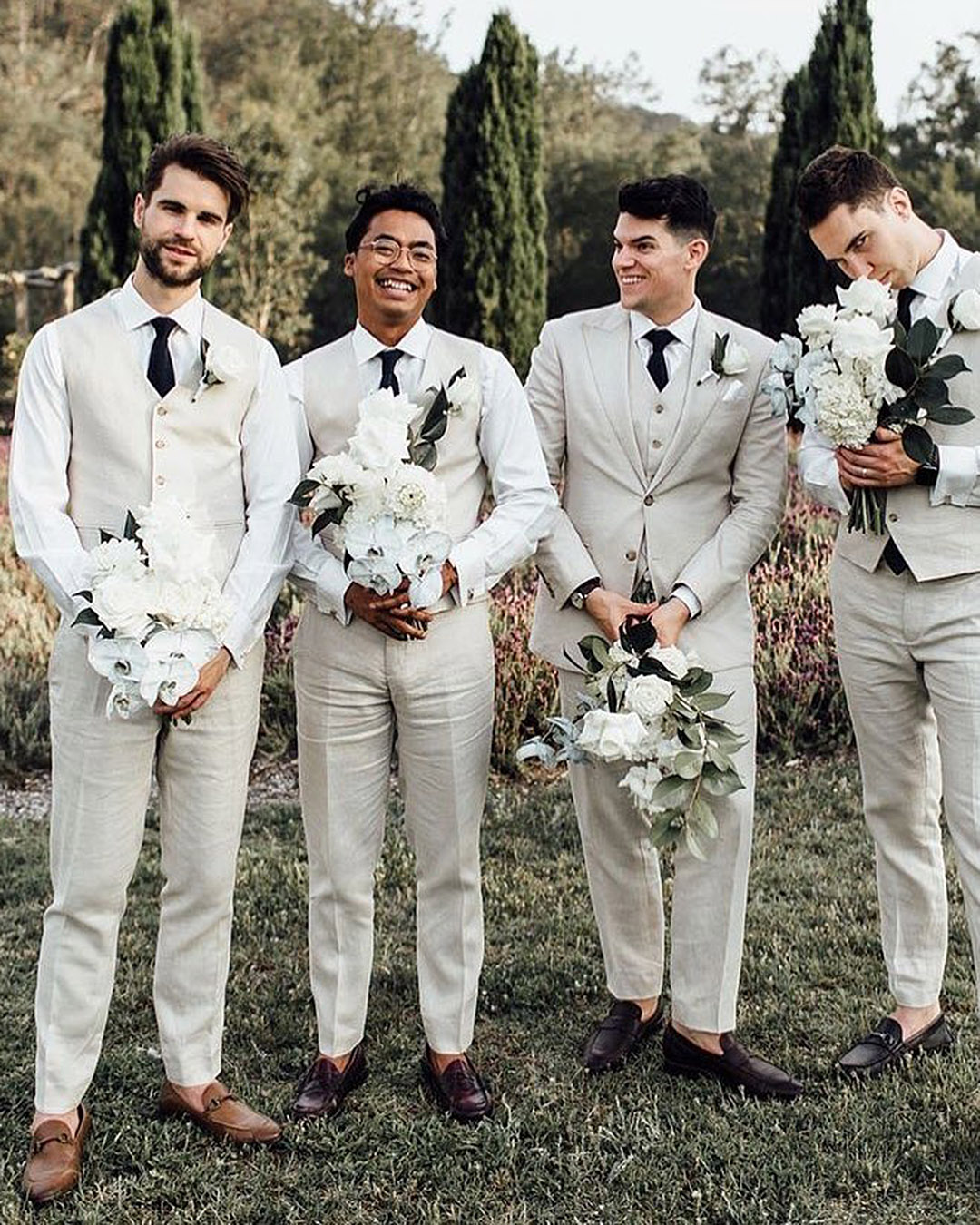 wedding trends groomsmen outfit trends sand colored suits