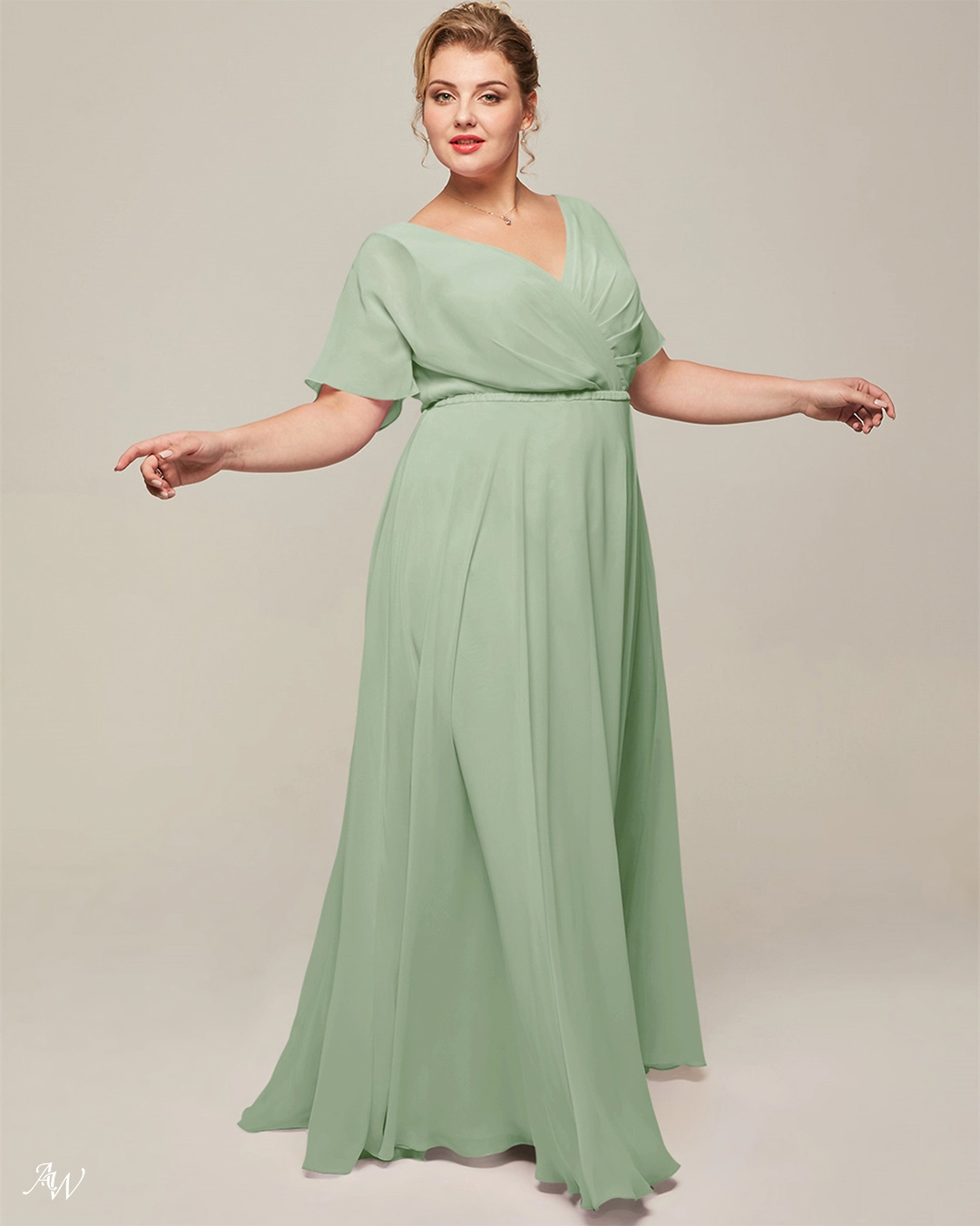 aw bridal dresses green simple long for plus size