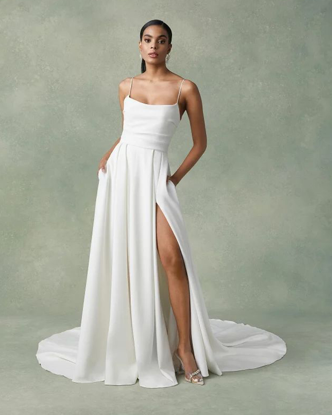 best wedding dresses a line with spaghetti straps simple justinalexander