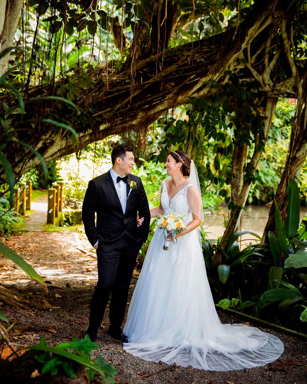 best wedding venues in hawaii trees bride groom