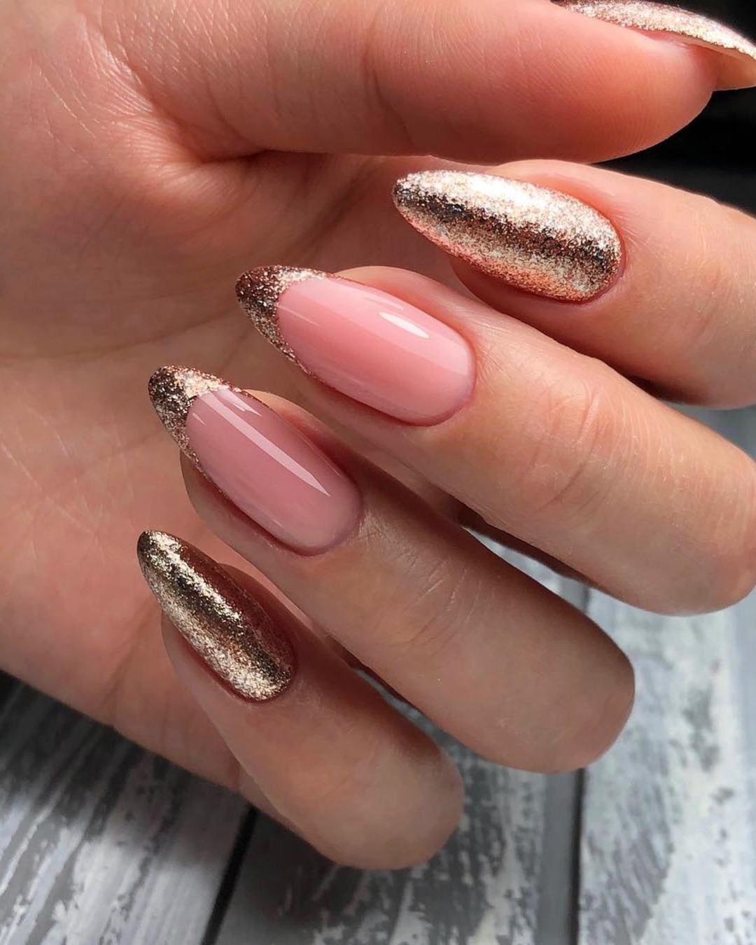 gold wedding nails french