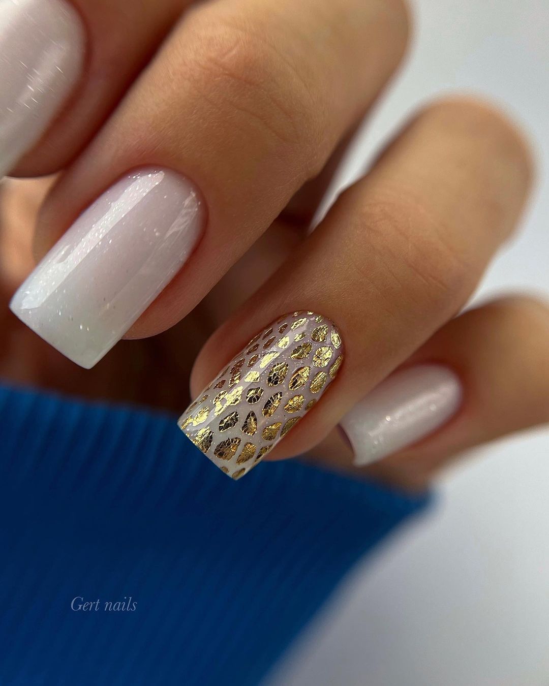 gold wedding nails white