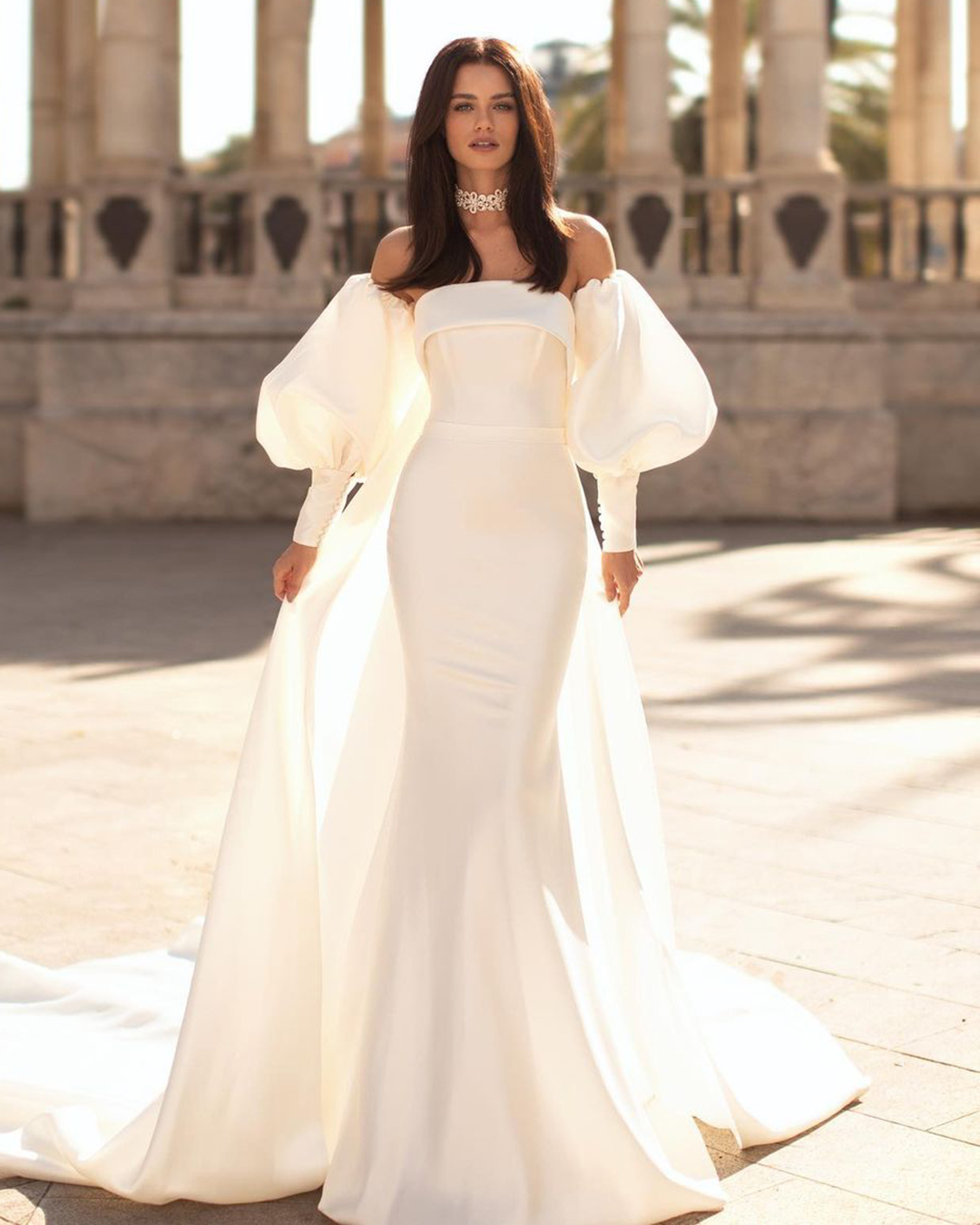 wedding dress designers simple with puff sleeves wona_concept