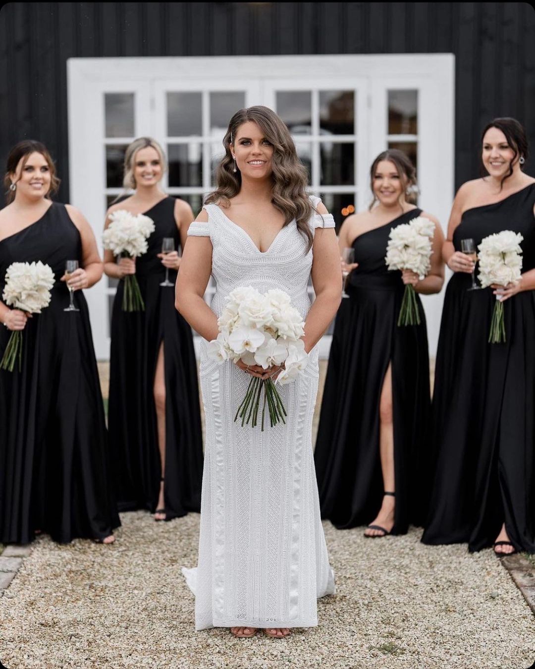 black and white bridesmaid dresses elegant