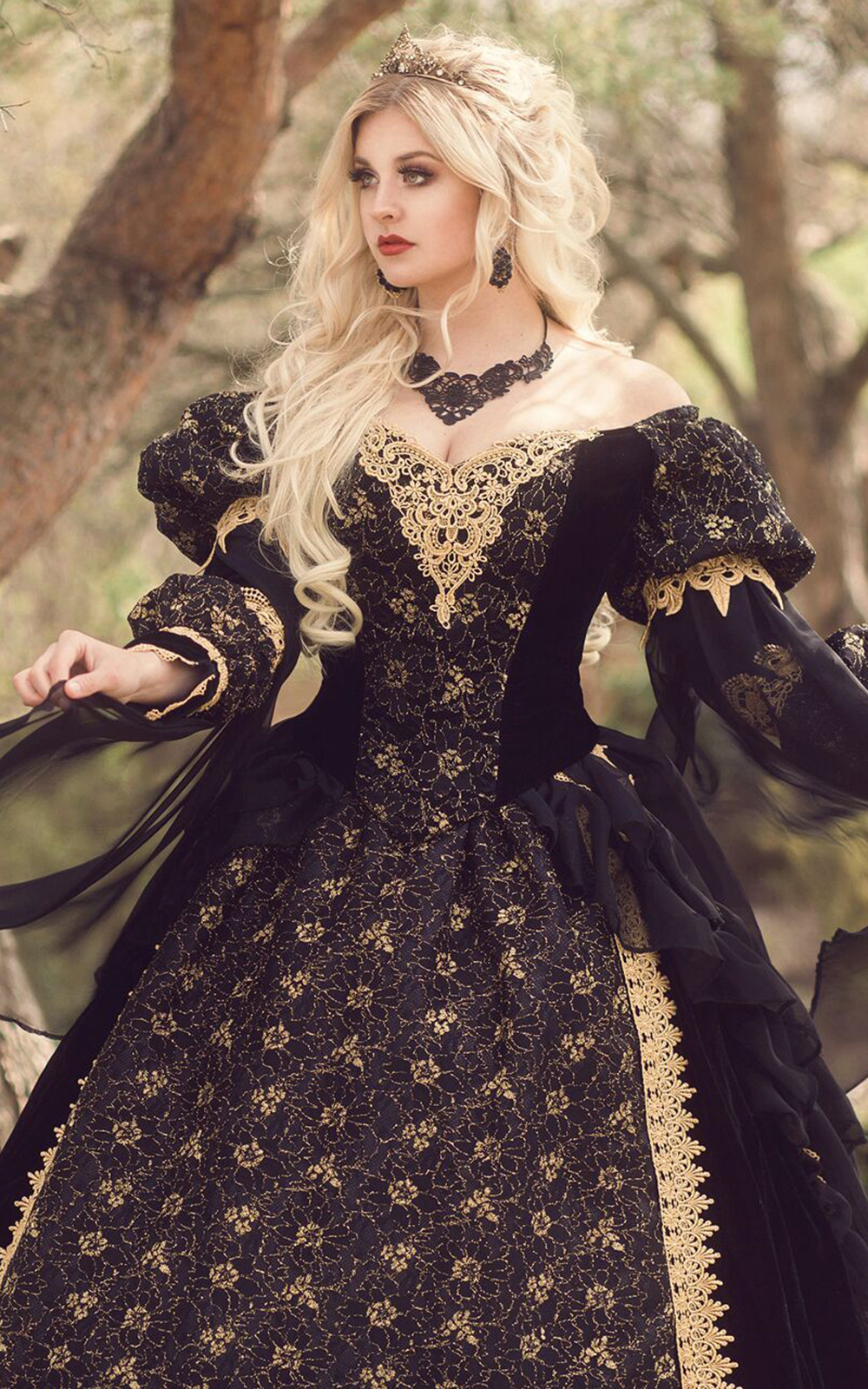 Off Shoulder Black Gold Sequenced Dress - Shangri-La