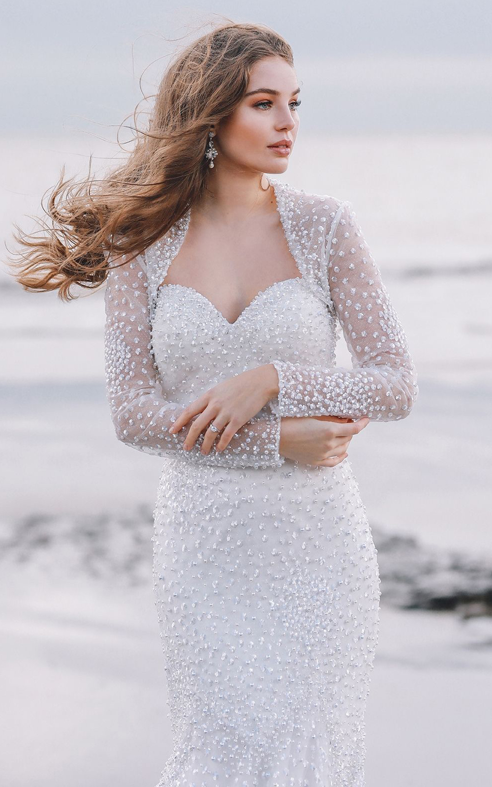 Chiffon A-line Wedding Dress With Detachable Long Sleeves | Kleinfeld Bridal